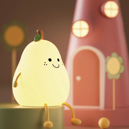 Cute Pear Night Light | Soft LED Lamp for Kids & Room Decor